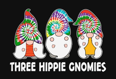 Three Hippie Gnomies T-Shirt Design Template