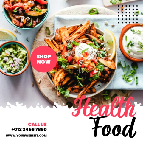 Healthy Food Restaurant Instagram Post Design Template