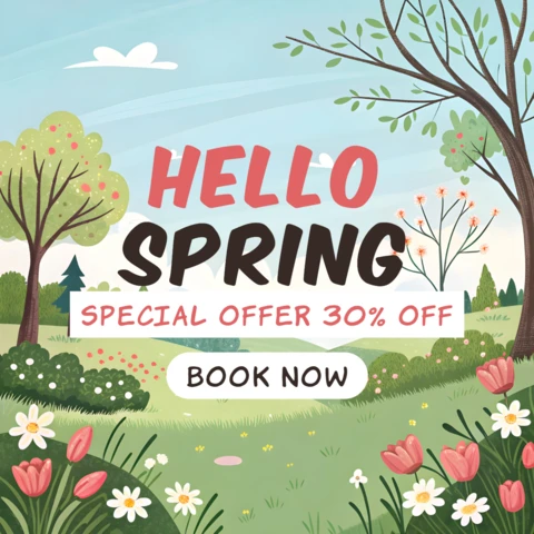 Spring-Themed Editable Design Template with Promotion