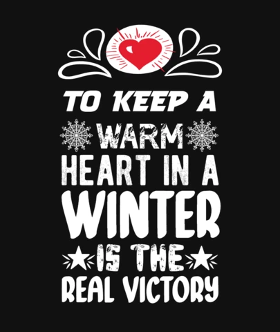 Winter Warm Heart T-Shirt Design Template