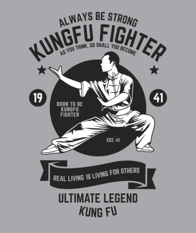 Kungfu Fighter T-Shirt Design Template
