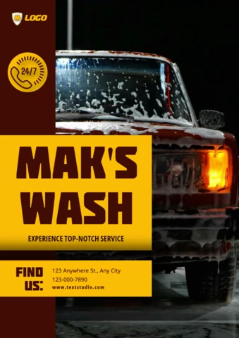 Red And Yellow Boxes Modern Car Wash Flyer Template