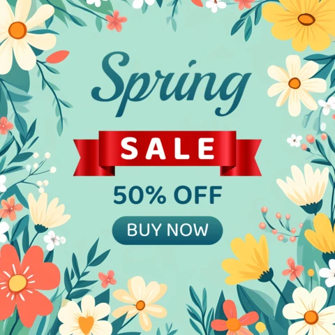 Spring Sale Design Vintage Flowers Social Post Template
