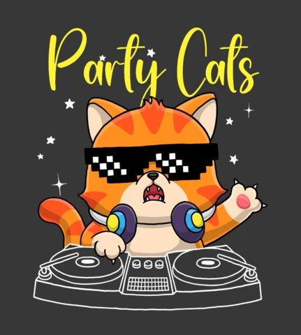 Party cats dj kitty plantilla para el diseño de ropa divertida
