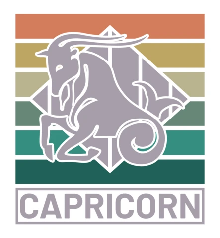 Retro Capricorn Design Template with Geometric Elements