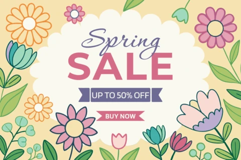 Diseño de plantilla de venta floral de primavera - arte promocional editable