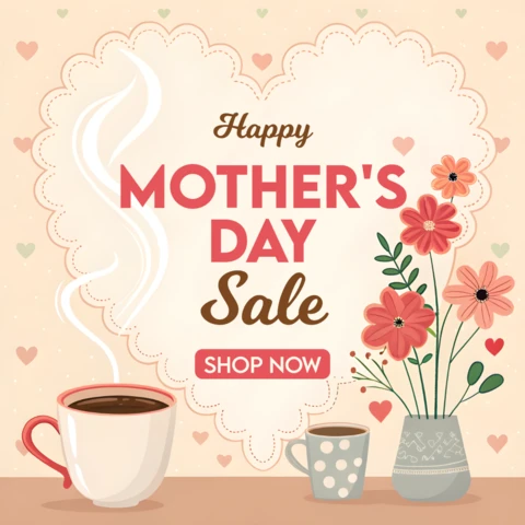Charming Mother's Day Sale Template Design with Floral Elements
