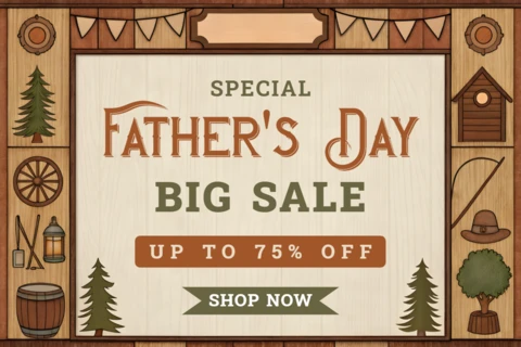 Rustic Father's Day Sale Template Design with Retro Wooden Accents