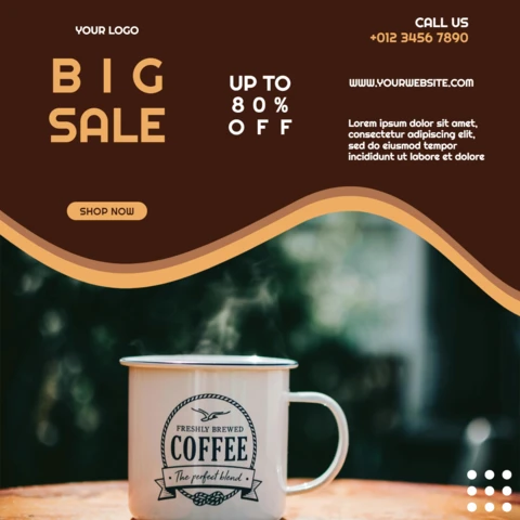 Big Sale Coffee Shop Social Media Post Design Template