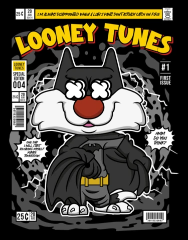 Looney tunes sylvester personaje de dibujos animados plantilla de diseño de portada de revista