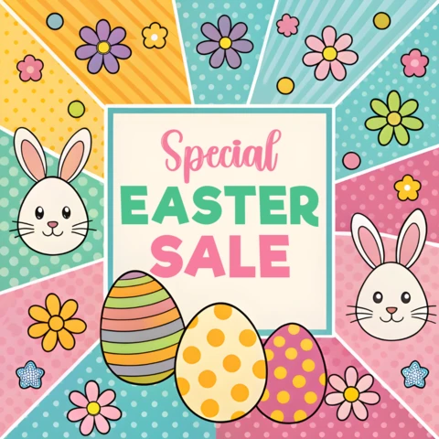 Colorida plantilla de diseño de venta de Pascua para promociones festivas