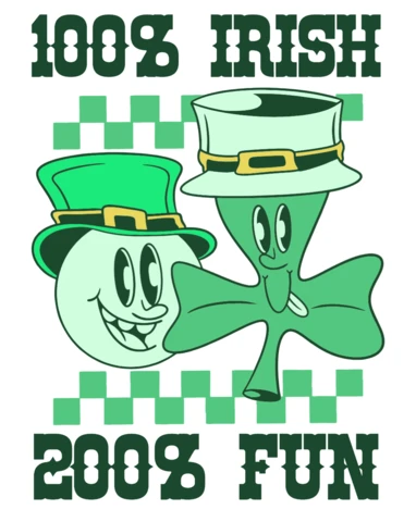 St. Patrick's Day Fun Design Template with Shamrock and Leprechaun Characters for T-Shirt Printing