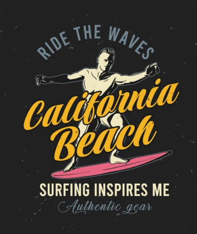 Man Riding On Surfing Board T-Shirt Design Template