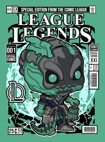Thresh League Of Legends Cartoon Character Magazine Cover Design Template