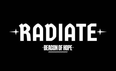 Radiate audace tipografia con simboli di stelle e messaggio di faro di speranza modello di maglietta