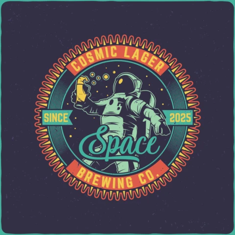 Plantilla de diseño de camiseta de astronauta bebedor de cerveza cósmica