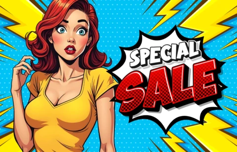 Modèle de bannière de vente pop art accrocheuse - design de promotion de vente spéciale