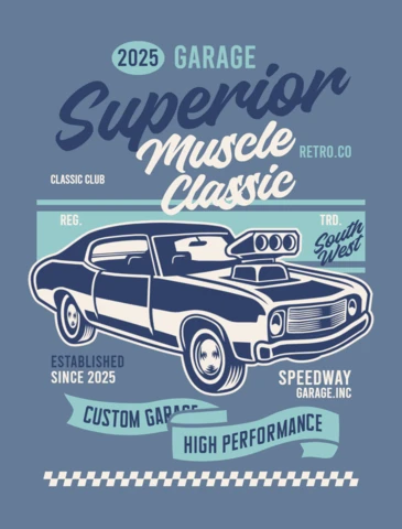 Superior Muscle Classic Car T-shirt Design Template