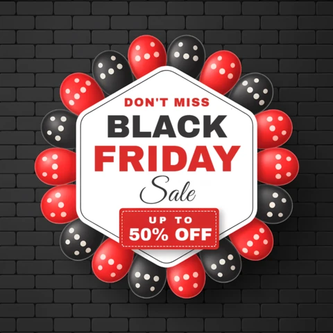 Black Friday Sale Design Template with Bold Typography and Dice Elements for Promotional Flyers