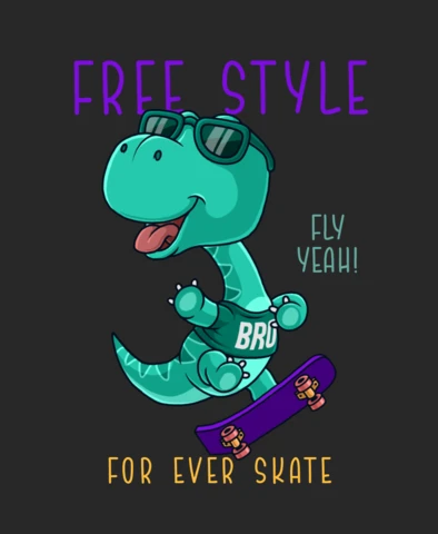 Cool Dinosaur Skate Design Template for Kids Merchandising
