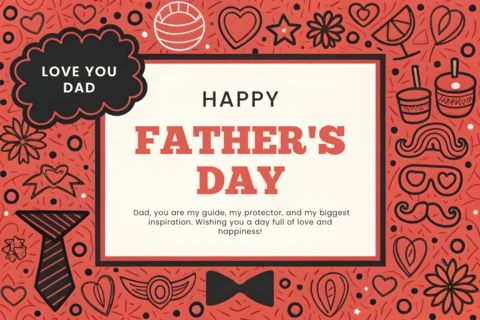 Playful Father's Day Design Template with Fun Illustrations