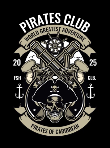 Caribbean Pirates Club T-shirt Design Template