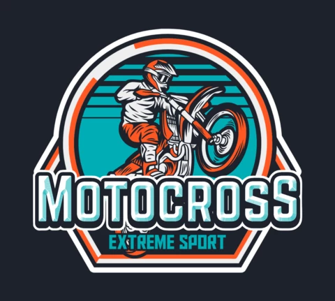 Colorful Motocross Extreme Sport Logo Design Template