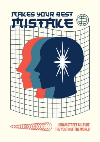 Urban Street Culture Design Template with Graphic Heads for Apparel