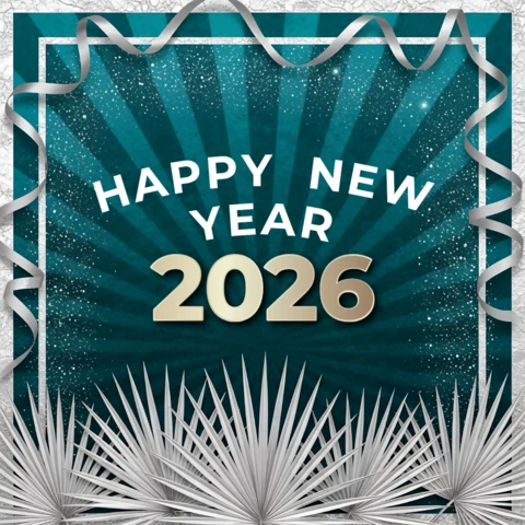 Template di celebrazione del nuovo anno con design a raggiera radiosa per inviti a feste