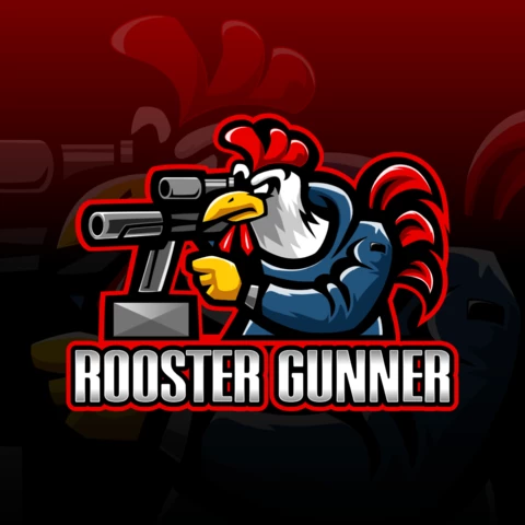 Modello di logo per la mascotte di esport Rooster Gunner Red