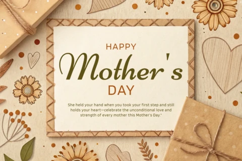Rustic Floral Mother's Day Greeting Card Template Design