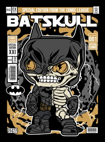 Bat Skull Cartoon Character Magazine Cover Design Template