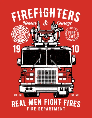 Firefighter Truck T-Shirt Design Template