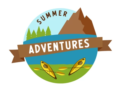 Modèle de badge pour les aventures d'été en canoë