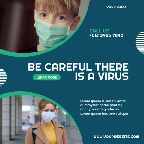 Blue Curved Collage Medical Instagram Post Design Template