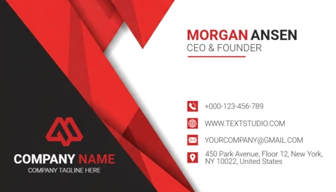 Executive Business Card High-Impact Red Accents and Minimalist Composition Design Template