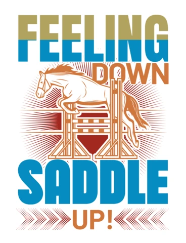 Modèle de design vintage de style western : citation inspirée de "feeling down ? saddle up !