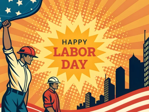 Labor Day Celebration Template - Vintage Retro Design for Festive Promotions