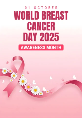 Pink Ribbon Breast Cancer Unite for Awareness, Support & Early Detection Poster Design Template