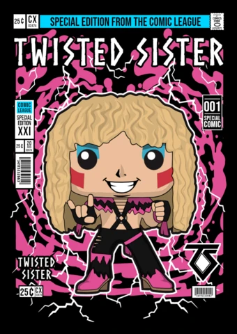 Twisted Sister Cartoon Character Magazine Cover Design Template