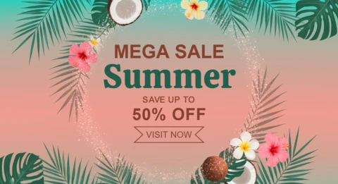 Summer Sale Design Template with Tropical Floral Elements
