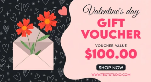 Plantilla de vale de regalo para el Día de San Valentín con diseño floral para uso promocional