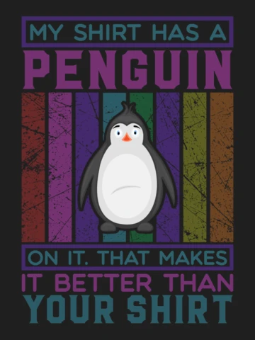 Playful Penguin T-Shirt Design Template with Colorful Stripes
