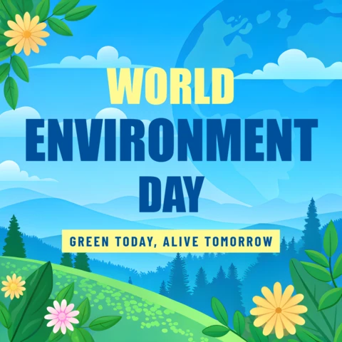 Modelo de design do dia mundial do meio ambiente com tema de natureza vibrante