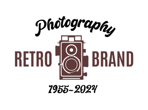 Szablon logo marki fotograficznej w stylu retro
