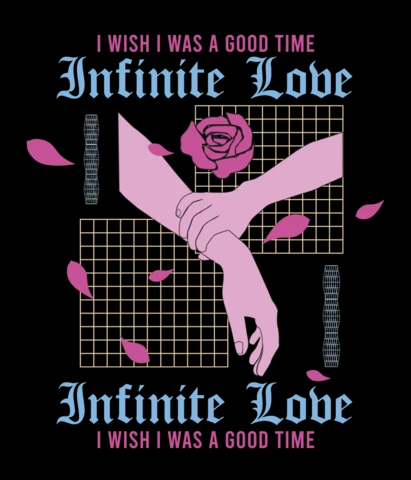 Editable Template Design with Hands and Rose for Romantic Apparel