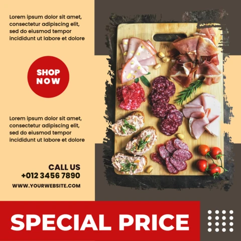 Textured Restaurant Advertising Instagram Post Design Template