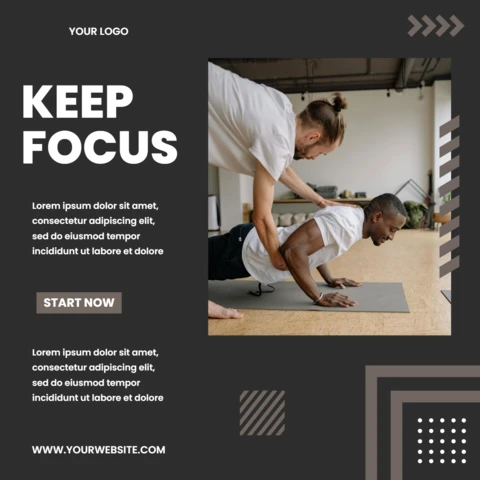 Keep Focus Gym Center Instagram Post Design Template