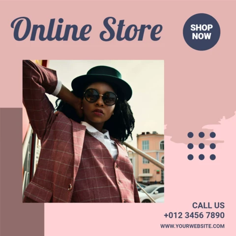 Designvorlage für Instagram-Posts mit Modeanzeigen für Mädchen im Onlineshop