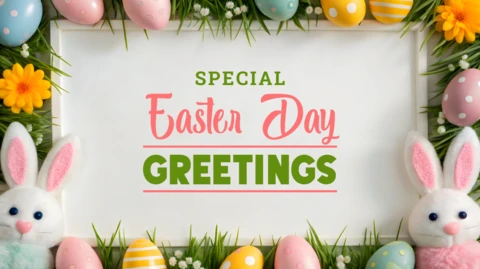 Modello di design per gli auguri di Pasqua per le celebrazioni festive
